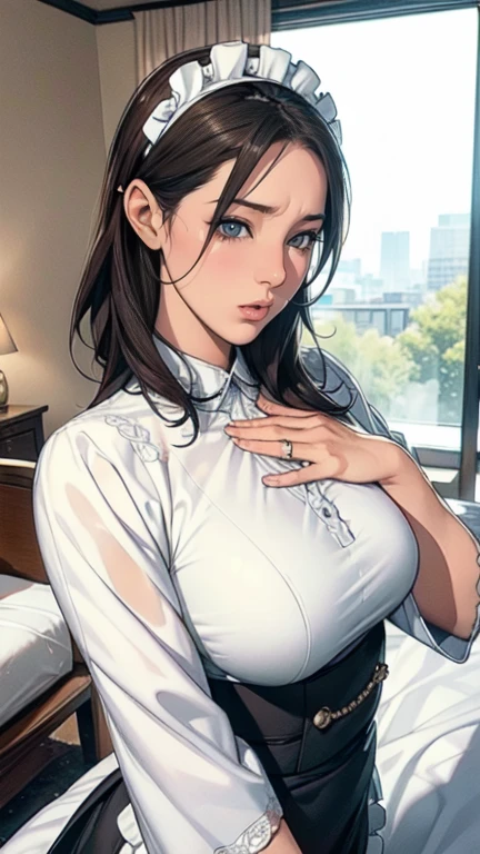 1 Woman, Japanese Woman,(Housewife:1.5),(40 Years Old:1.68),(Attractive Mature Woman:1.66),(Middle Age:1.78),(Small Round Face:1,69),(small breasts:1.5),(Casual, collared cutter shirts, buttons,long tight skirt),((office building entrances, rooms, automatic doors, lobbies))