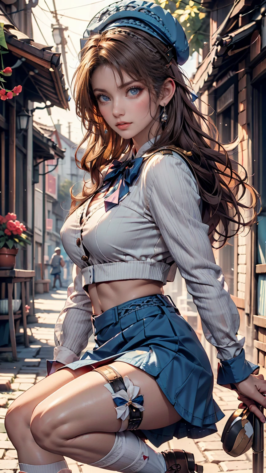 ((Masterpiece, best quality,photography, detailed skin, realistic, photo-realistic, 8k, highly detailed, full length frame, High detail RAW color art, diffused soft lighting, shallow depth of field, sharp focus, hyperrealism, cinematic lighting,close up)),
beautiful dark haired edgEgyptian_woman,perfect edgEgyptian_face, perfect edgEgyptian_body, edgSDress, 1girl, solo, long hair, looking at viewer, skirt, brown hair, rown eyes, jewelry, earrings, boots, miniskirt, crop top, lips, knee boots, realistic , wearing edgSDress, sunglasses, city background 
