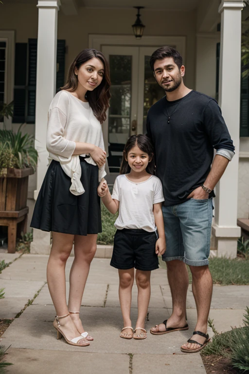 man, woman, young girl, family foto, full body, baby room