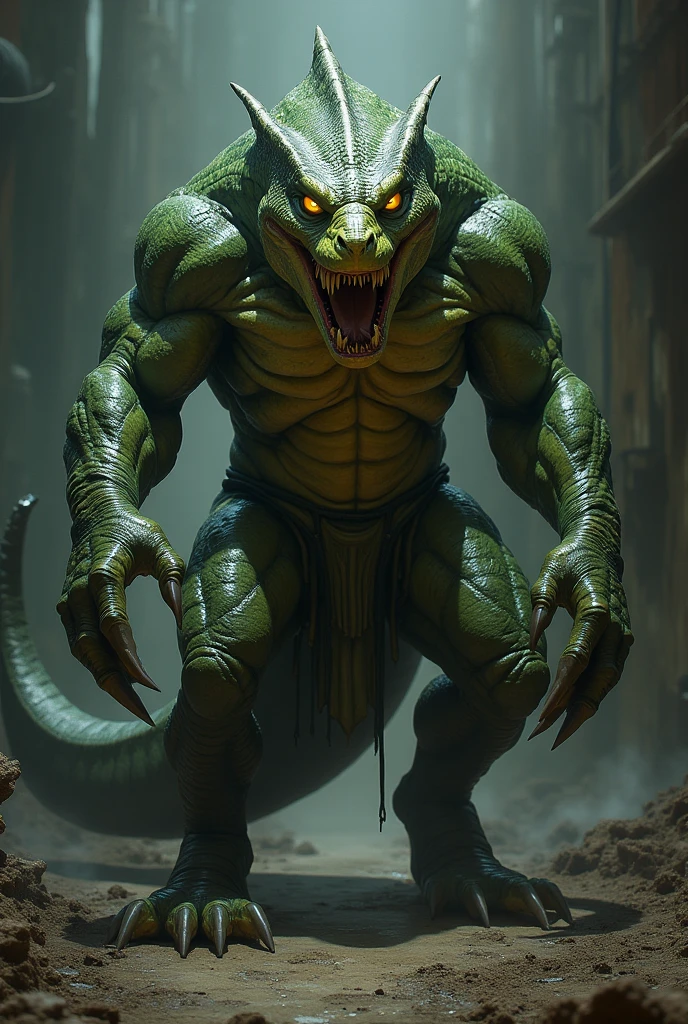 sweat drops, photography, (cool posing:1.1025), smooth skin, ultra realism shading, anthro, green, dragon, photorealistic, nude, suggestive, (rembrandt:1.1025), huge pecs, tribal, warrior, biceps, (loincloth:1.05), tiny small waist, slim hunk, nsfw, in a swamp, white belly, tail