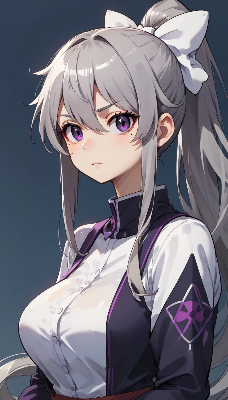 Inji,One girl,alone,purple_hair,purple_eye,very_length_hair,gray_hair,Braiding_ponytail,big_chest,Slope_hair,