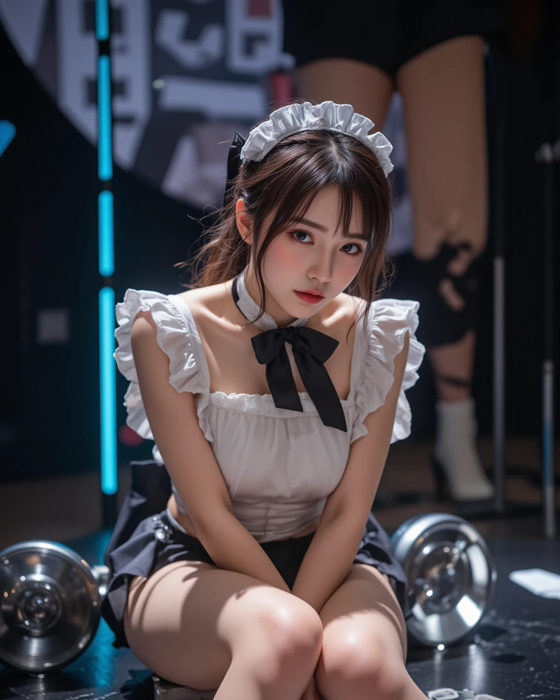 奇跡的に可愛いbaby faceな12歳の日本人美少女,((Full body photo)),Both hands and feet are bound with ropes,arms behind back,slim body shape,I can see the cleavage,disproportionate breasts,large breasts,(looking to the side,ball gag,open mouth,despair face,water eye),collar,pigeon toed,White See-Through Babydoll,White see-through micro mini skirt,white high heels,white scanti,Photographed from below,best quality,ultra-detailed,high resolution,baby face,beautiful white skin,white wallpaper room