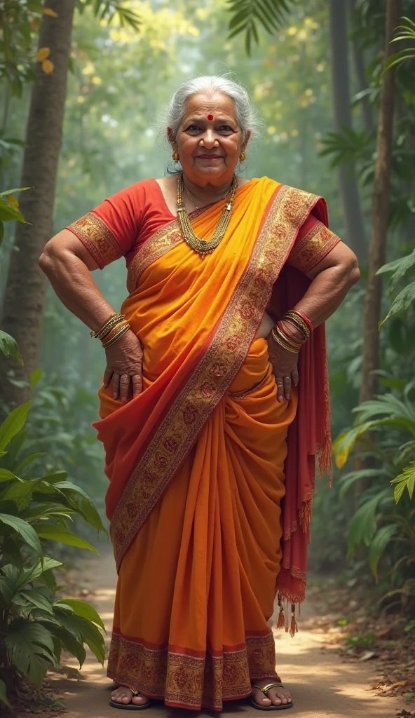 Indian old women wearing saree and having beard