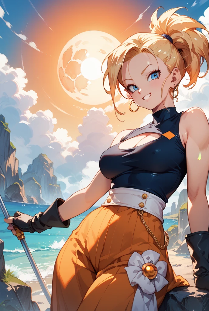 Dragon Ball fighter 2, goku women, chica saiyajin, character Dragon Ball, inspired by Akira Toriyama, Dragon Ball artstyle, Dragon Ball style, Dragon Ball concept art, human goku, Akira Toriyama style, Dragon Ball, Akira Toriyama, official art, high quality artwork, Dragon Ball z style, Dragon Ball, Art by Akira Toriyama