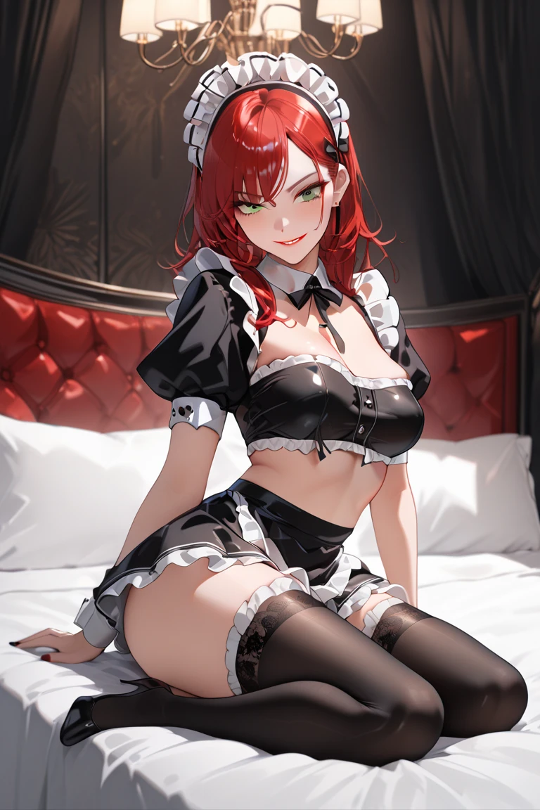 rio, Super Blackjack、red hair、short hair、Bunny girl、pantyhose、Photo from below、medium chest、Bedroom、bunny ears