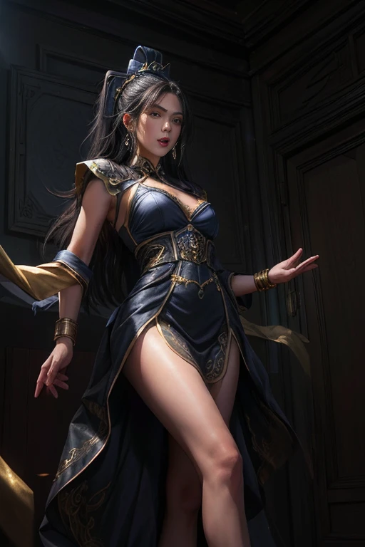 Close-up of a woman in a silver blue dress, Cheng Weipan Art Station, Xiuxian Technology Sense, detailed fantasy art, Stunning character art, Epic and beautiful character art, beautiful armor, Extremely detailed artistic sprouts, Detailed digital animation art, Art site Pixiv on Artgerm, Armor girl, Exquisite and intricate headdresses and jewelry,Big breasts,big breasts,expose breast,huge breast,Full body display,Full body display,