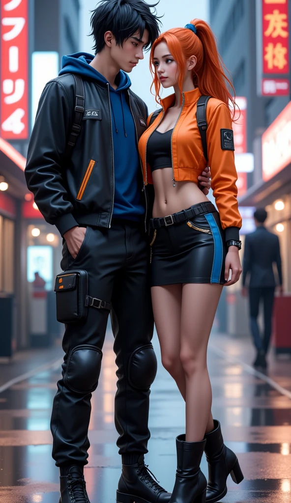 Remove backround Realistic woman beautiful face and handsome boy realistic face 8k cyber punk