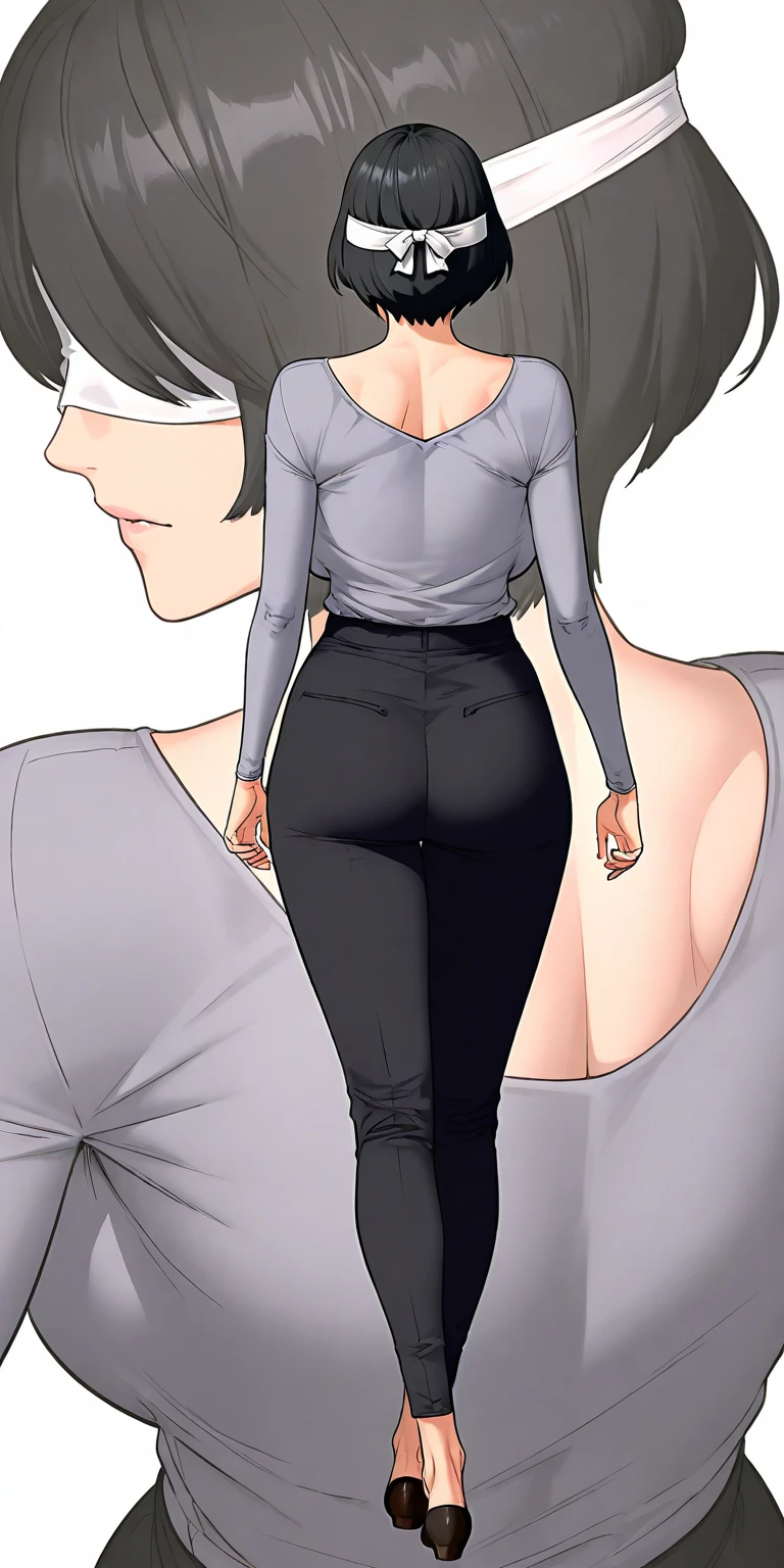 、(masterpiece、Highest quality)、Highest quality, Ultra-high resolution, (((masterpiece))), alone, Sweat、Big eyes,Tight black shirt、Tight white pants、belt、indoor、Composition from the front、(Cut the back hair short、short hair、blonde、woman)、Shortcuts、Embarrassed face、Cut your hair short、可愛いwomanの子、Big Breasts、office