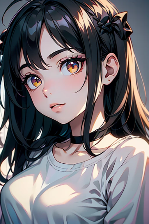 masterpiece, best quality, ultra high resolution (Reality: 1.4), original photo, 35mm lens, aperture F1.4, movie poster, light and shadow, female, long black hair, real skin, (skin detail: 1.3), Wear a music listening headset, shorts, Leggings, Soaked in emotion