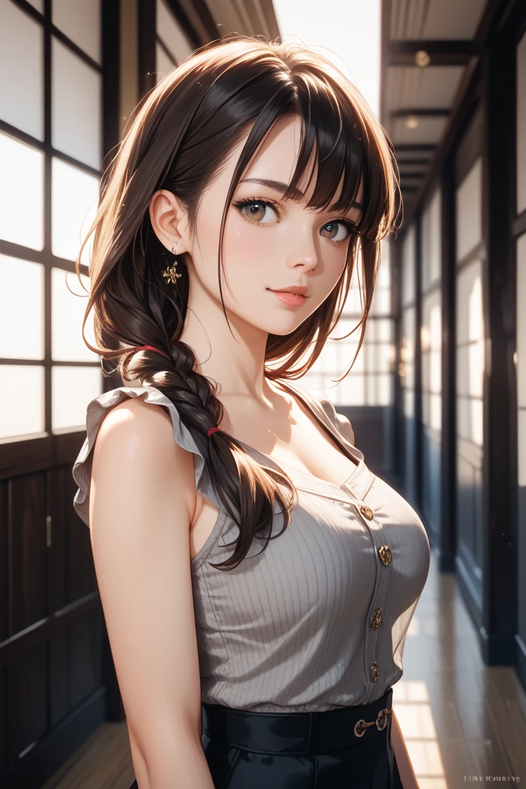 (art), (Best quality), ((1 girl, 18 years old)), (Cinematic light), (high resolution), (((brown_eyes:1.2))), intricate eyes, beautiful detailed eyes, symmetrical eyes, ( realistic), (visible features), (beautiful face), (detailed), (Anatomically Correct), (highly detailed face and skin texture), (realistic), (Thin eyebrows), (eyeliner), (Natural cheeks), ( blonde skin), (bright lips), red lips), (wide smile), sunlight, shine, (black hair), medium hair, bangs on face, ponytail, medium hair, T shirt, short shorts, (looking for the viewer), (photorealistic: 1.37), (extremely detailed 8k CG unit), Post-processing, Beautiful room, full of stuffed animals.