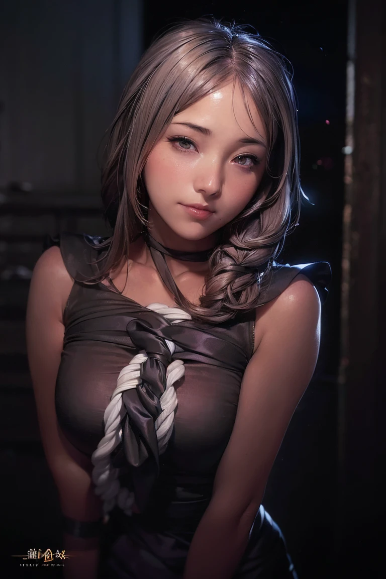 Top Quality, Masterpiece, Ultra High Resolution, (Photorealistic: 1.4), Raw Photo, 1 Girl, White Hair, Glossy Skin, 1 Mechanical Girl, (Ultra Realistic Details)), Portrait, Global Illumination, Shadows, Octane Rendering, 8K, Ultra Sharp, Big, Cleavage Exposed Raw Skin, Metal, Intricate Ornament Details, Cold Color, Egyptian details, very intricate details, realistic light, CGSoation trend, purple eyes, glowing eyes, facing the camera, neon details, mechanical limbs, blood vessels connected to tubes, mechanical vertebrae attached to the back, mechanical cervical attachment to the neck, sitting, wires and cables connecting to the head, evangelion, small LED lamp,