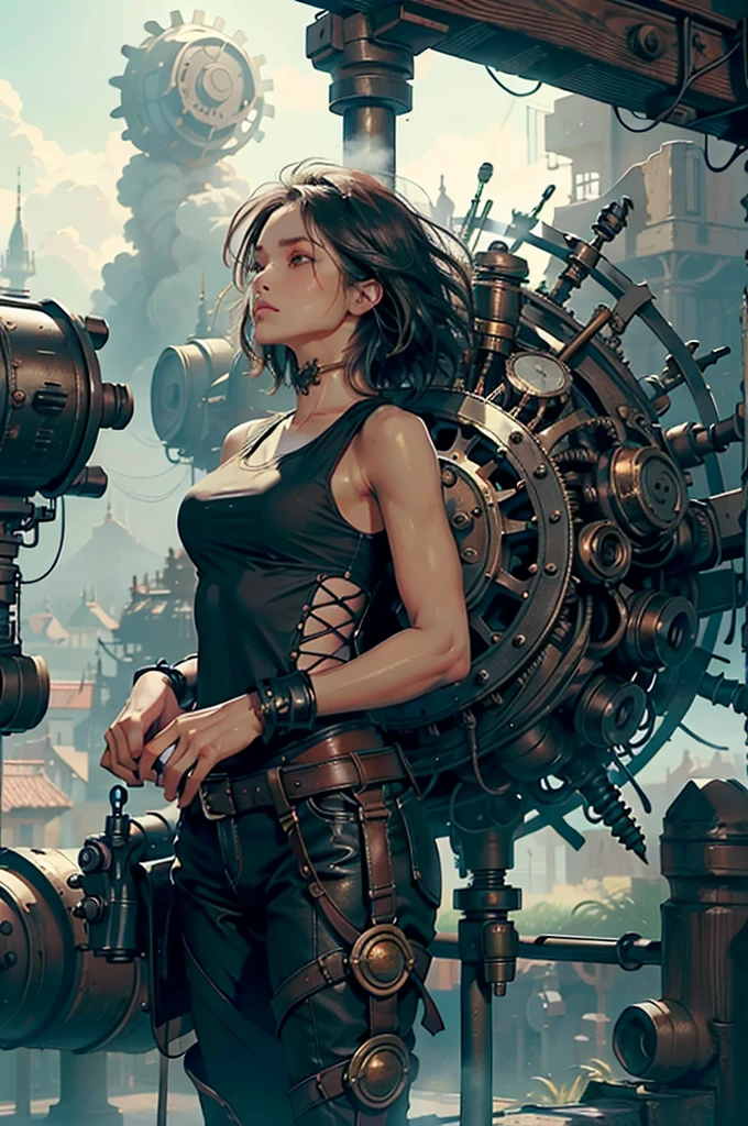 1girl,[Sophia Lillis face],21yo,photorealistic, (hyperrealistic:1.2), beautiful, masterpiece, best quality, extremely detailed face, perfect lighting,full body, armor, glowing, glowing eyes, intricate design, turquoise hair, medium shot,upper body, small breasts, steampunk background,vanishing point body, epic structure background,by Ben Templesmith, by Brian Oldham, by Simon Stalenhag, background by Geof Darrow,by Gigger
<lora:Blame!:0.95> blame!
<lora:epiNoiseoffset_v2:0.7> <lora:LAS:0.3>
<lora:perfectpantyhose:0.5>stockings, zettai ryouiki
<lora:Comic_Perspective:0.7> perspective