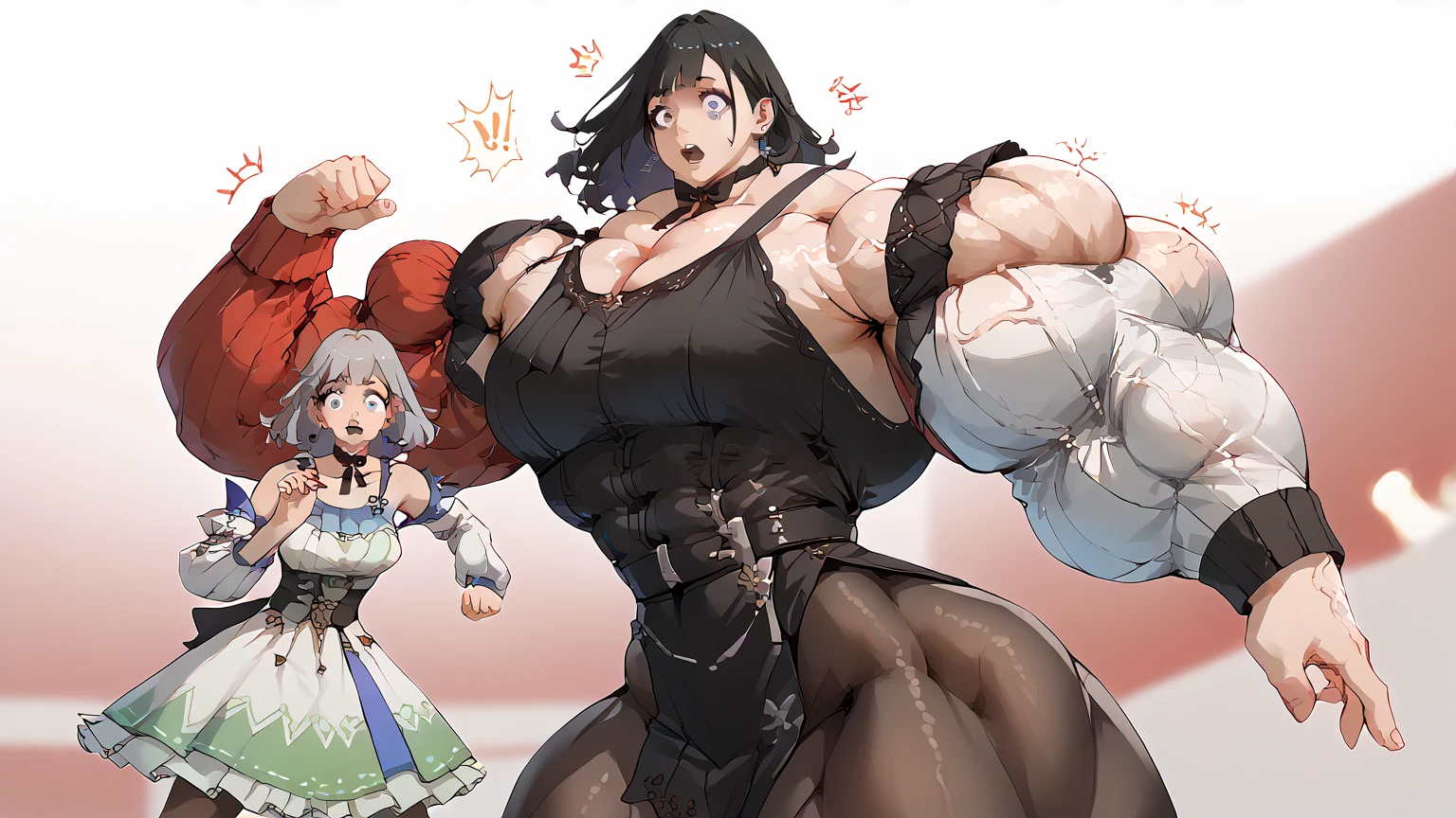 3girls,muscular female,,muscular ,biceps,,thick arm,biceps,(furina, hu tao,ganyu),happy