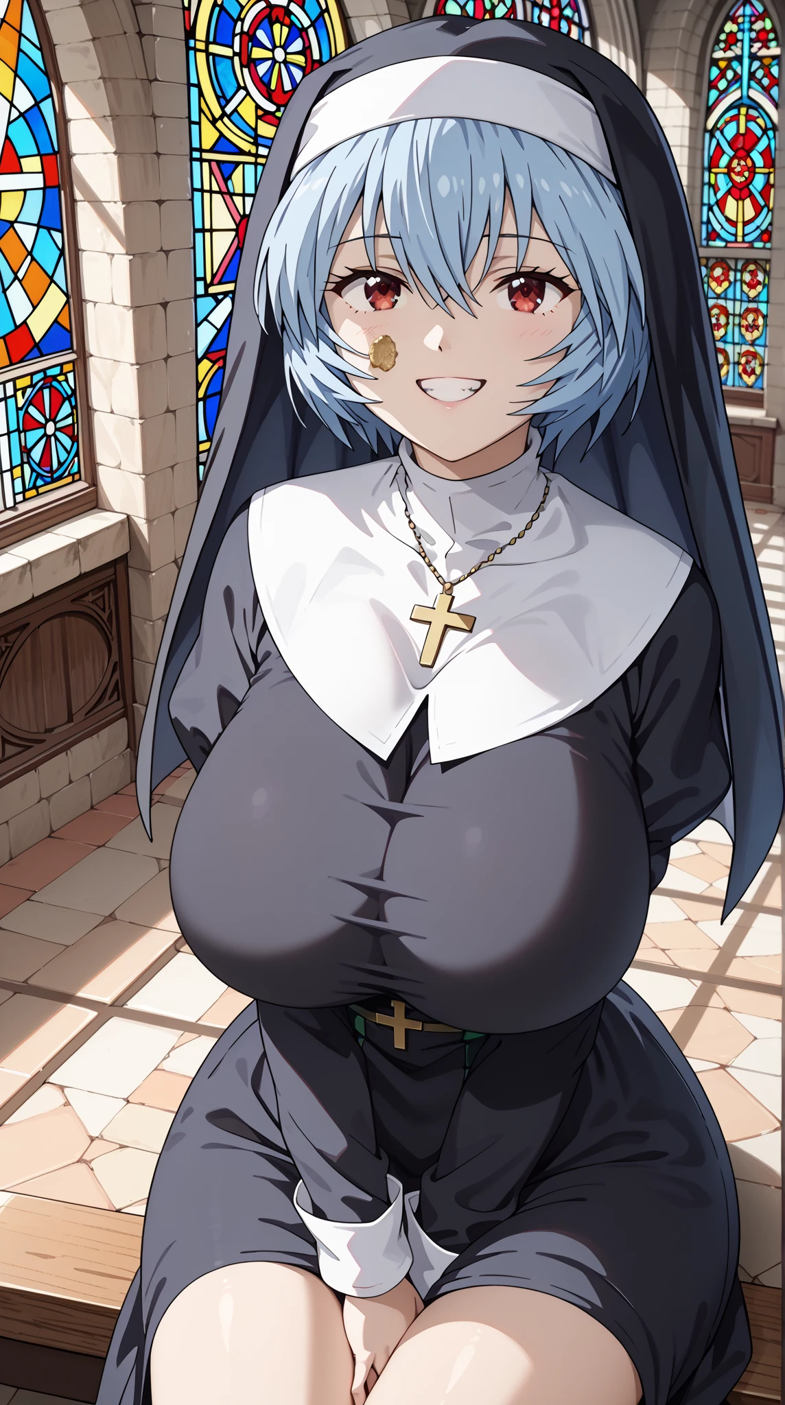 (masterpiece), (best quality), ((ultra-detailed)), (high resolution), (an extremely delicate and beautiful, super fine illustration), official art, BREAK (1girl), (loli:1.5), (tiny girl:1.7), (5yo) (flat chest:1.4), Plump, (Thick thighs:1.5), (big ass:1.5), erect nipples, Huge areola, large nipples, (long nipples:1.8), erect nipples, oily skin, BREAK droopy eyes, emerald blue eyes, (bad mood:1.3), (clear face:1.3), (half closed eyes:1.4), BREAK (bob cut:1.3), tired hair, messy hair, Black hair color, girl wearing round black glasses, BREAK (open mouth:0.4), (nun:1.3), (white kneehighs:1.5), (leotard:1.1), (bunny girl:1.4), BREAK open legs, BREAK (Sweat:1.3), steam, humid, BREAK 1man, (dirty man;1.6), (fat man:1.6), (huge penis:1.8), (dirty penis:1.8), BREAK (sofa), BREAK (dynamic angle:1.4),
