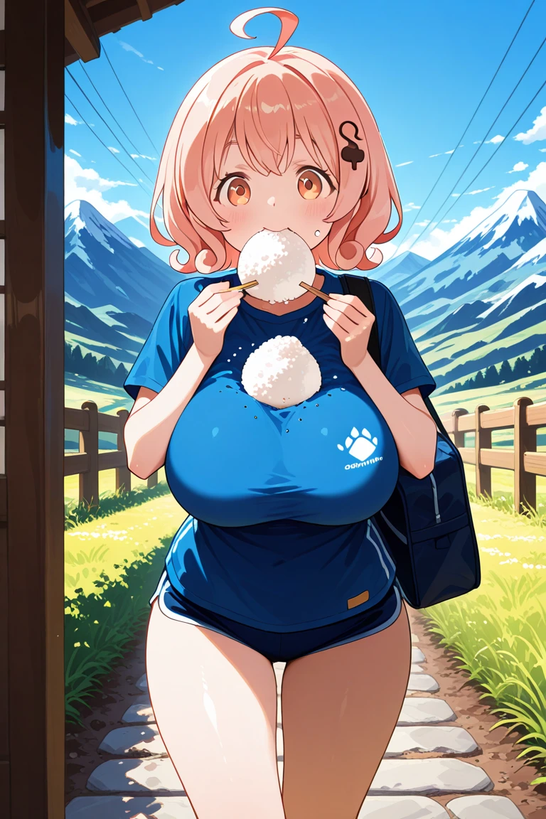 TACHIBANAKYOUKO, PINK HAIR, BOB CUT, SHORT HAIR, YELLOW EYES, petite , empty eyes , large breasts, solo, nipple, ride a bicycle, , Heavy snowfall area frozen wet crying mountain solo