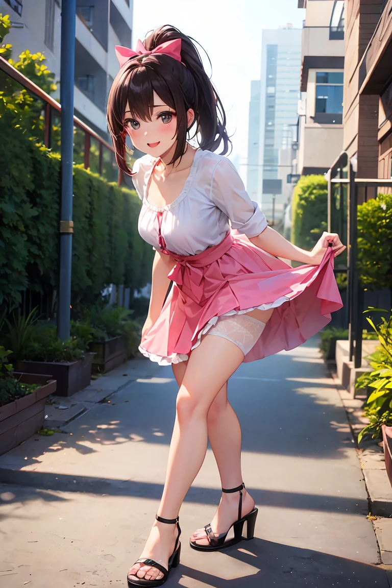 High-definition images, atmospheric perspective, 8K, Super detailed, Accurate, highest quality, anime background, 1 female, (ecstasy face), (droopy eyes), (blush), (sleepy), Exquisitely designed pastel striped panties:1.8, (Her wet panties are digging into her crotch.), Draw pants with super precision), ((showing off her panties)), spread legs, open your mouth, knit dress, ((swollen areola)), A country boy in ugly clothes, Thigh-high stockings, hair up, Strange pose, outside, straddle, night, in the rain,Sweat、Plump body shape