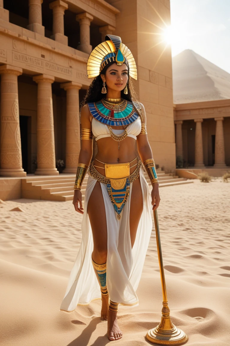 (best quality,4k,highres,masterpiece:1.2),ultra-detailed,(realistic,photorealistic,photo-realistic:1.37), HDR, UHD, An (extremely beautiful Egyptian woman age: 45, hourglass THICK figure, blessed proportions, dressed appropriately for the era and location), Ancient Egypt,