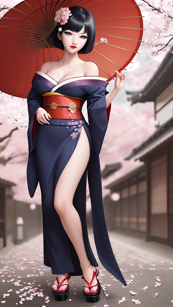 ((1girl, solo)), (large breasts:1.5), beautiful body, (perfect anatomy, perfect body, perfect hands, perfect legs), nice hands, natural proportions, sexy body, standing, own hands together BREAK
((extremely detailed face)), purple eyes, (beautiful detailed eyes:1.6), (realistic pupils, realistic iris:1), expressive eyes, looking at viewer, (clear eyes:1.3), (hyperrealistic:1.2), (detailed skin texture:1.2), smooth skin, (red hair:1.5), long hair, (detailed lips:1.2), (attractive lips:1.1), (glossy lips:1.1), ((smile)), parted lips, perfect face, perfect eyes BREAK
japanese clothes, (kimono:1.3), floral print, off shoulder, collarbone, cleavage, long sleeves, wide sleeves, sash, obi, side slit, thighs, sandal, white socks BREAK
(masterpiece:1.5), anime-style, top quality, best quality, (beautiful and aesthetic:1.2), (ultra detail:1.5), Ultra-detailed depiction, Ultra-precise depiction, extremely detailed 8k illustration, high resolution, (highly detailed shading:1.2), (realistic lighting:1.4), perfect lighting, vibrant colors, dynamic tones, striking hues, 8k, absurd resolution, perfect shadows, hdr, UHD, ambient lighting, realistic, ultra-realistic, photo realistic, highly detailed, rich detail, luminous colors, fine texture, intricate design, professional illustration, (soft light:1.2), (illustration:0.7)