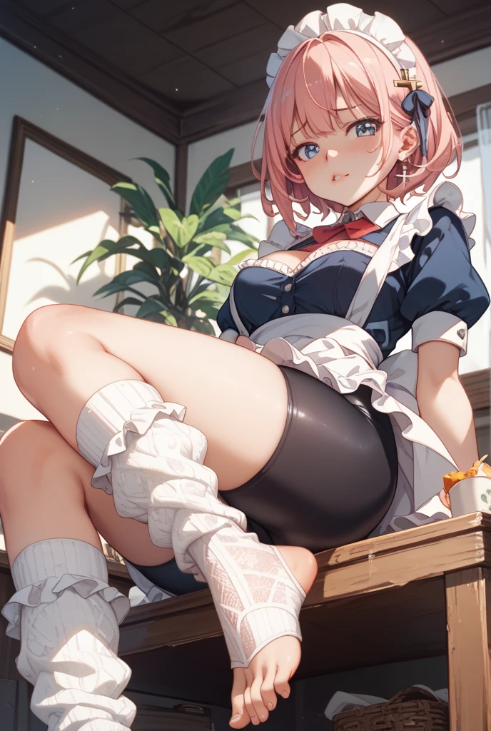 (NSFW)、(masturbation)、8K、best image quality、ghibli anime、best illustrations:1.4、super detailed explanation、Bright colors、two dimensional maid、(old fashioned maid uniform、Black and white two-tone)、(stinky eyes)、(spread your legs:1.3)、(Detailed facial depiction、Detailed description of the eyes、Detailed depiction of clothing、Huge breasts that are about to burst)、(open your mouth a little)、(drool from the mouth:1.2)、(pink hair、bun hair)、(A bright and reassuring smile:1.3)、(18th century western architecture、courtyard、Full of houseplants、rococo table)、A face with bright eyes、the best beauty、So cute、glamorous、erotic