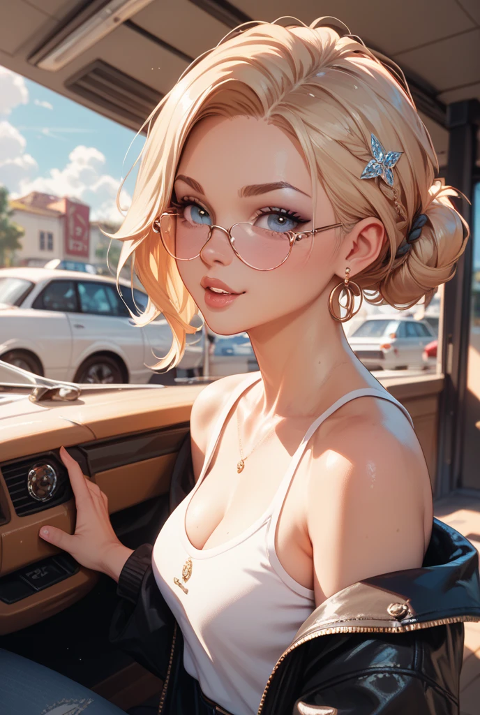 Matching the texture of the surroundings、Please redraw the hair and background