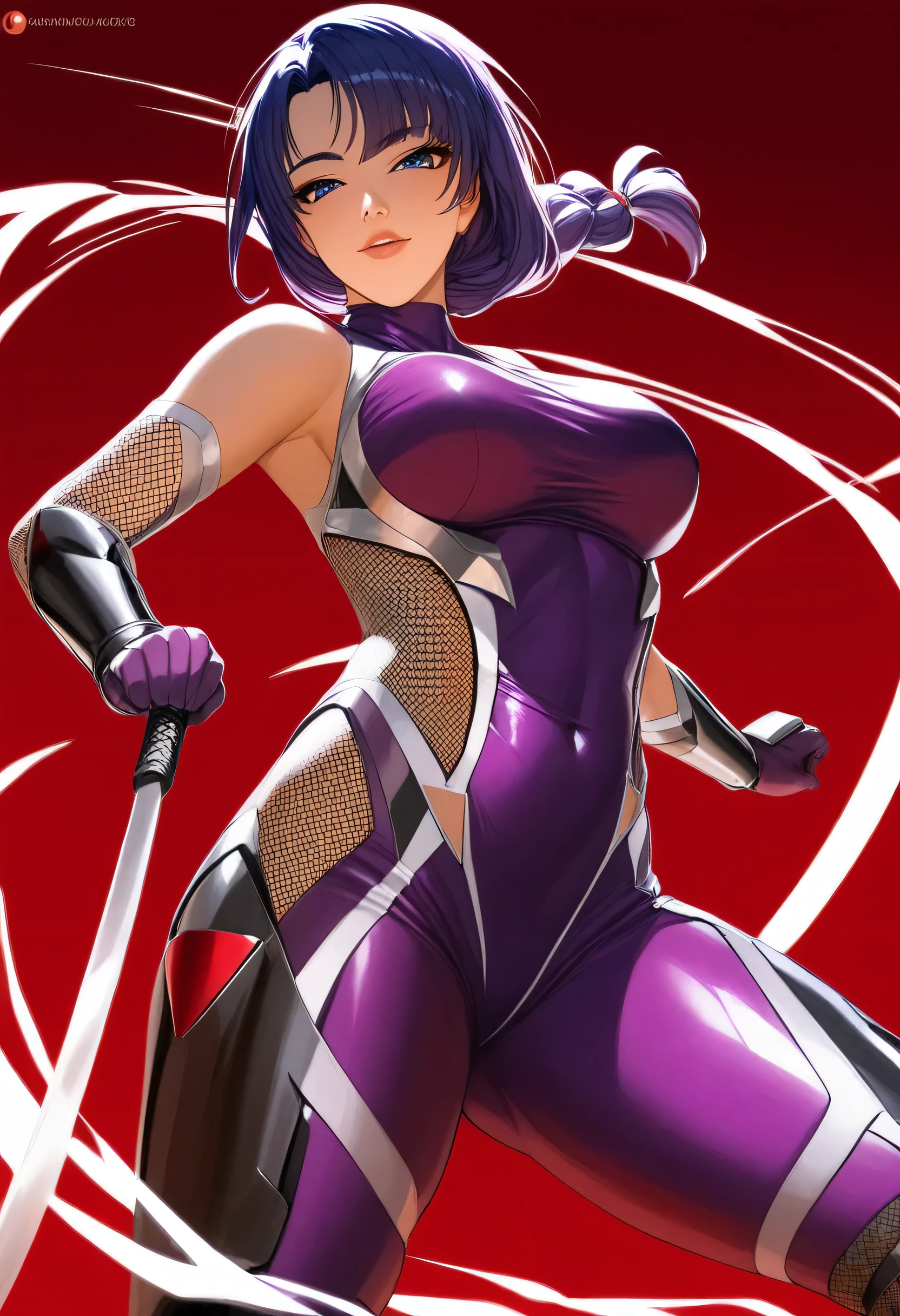 (masterpiece, best quality:1.2), cowboy shot, solo, 1 woman, ninja, female, beautiful, sexy, tsubaki miyajima, long purple hair, 40 y.o, MILF, sleek outfit, taimanin inspired outfit, darkness, wielding kunai, standing on top of a skyscraper, best quality, high resolution, 8k, dynamic lighting, rough texture, shadowing, absurdres, high res, ultrasharp, 8k, masterpiece