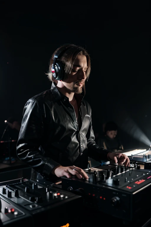 dj playing set in black water
