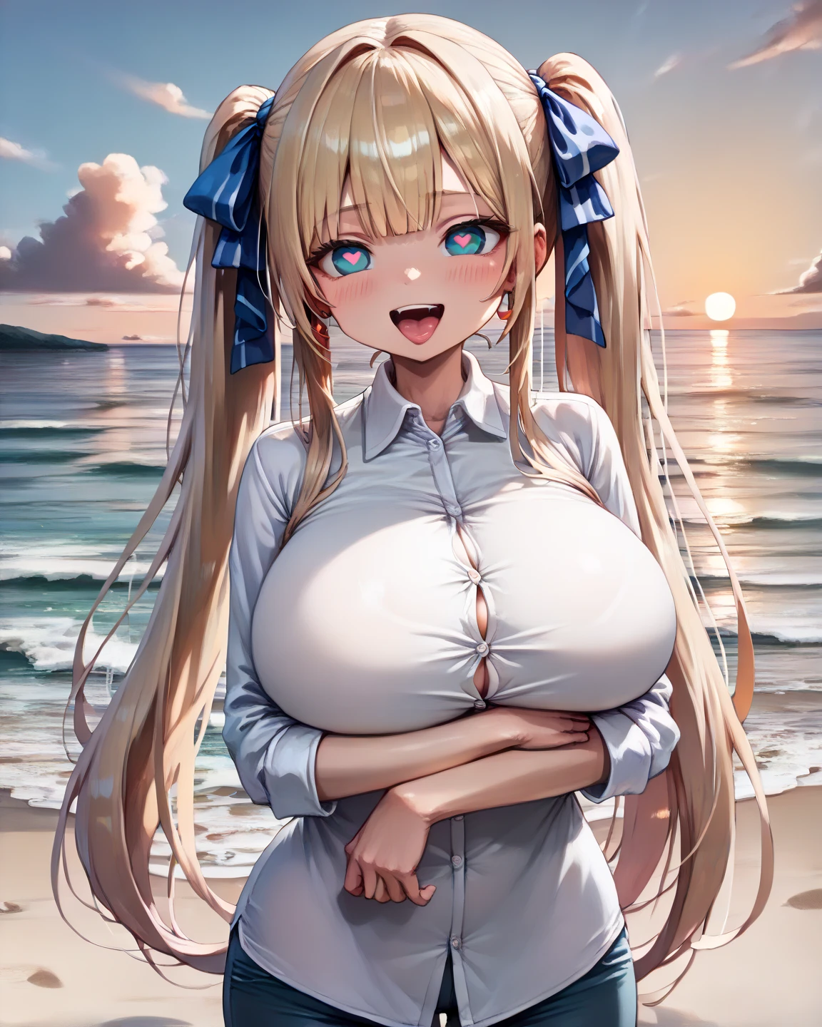 (((masterpiece, best quality))), (((superior quality))), cute girl, ((extremely detailed girl)), ((huge breasts)), (yukata), (bare shoulders), strapless top, slight smile, twin tail blonde