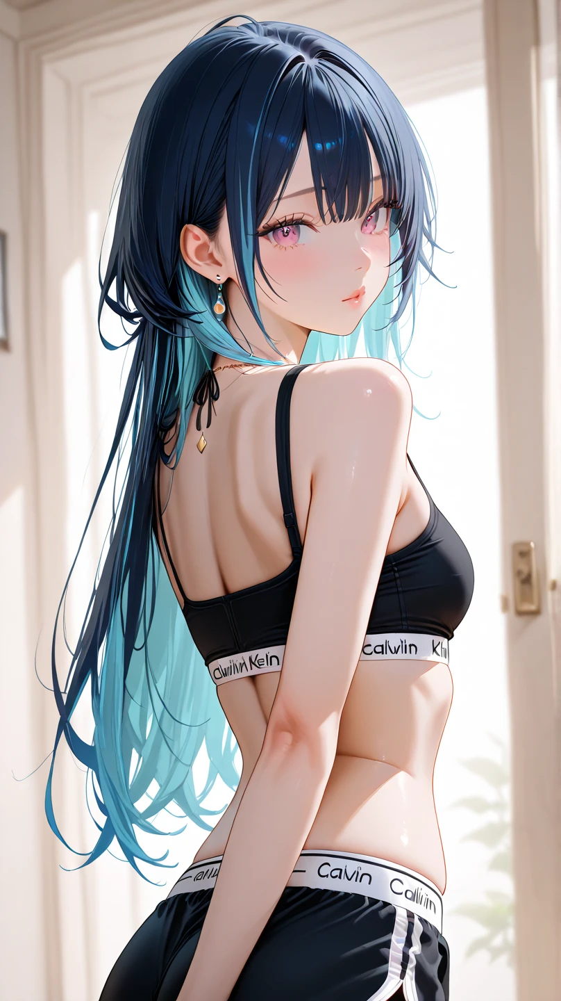 Character Details:, - Gender: 1 Girl.
- Style: Anime, - Body Type: Attractive body, slim body, nice legs, slim tights, nice arms, nice shoulders. - Breast: (Small Breast:1.1), (Cleavage), (Nipple:1.1).
- Facial Feature: Beautiful, Gorgeous, ager, Fresh, Young.
- Expression: Shy, Pink Blush on Face, Pink Tongue, Sexy Eyes, Sexy Look, (Sweating:1.4), Innocent Look, Tipsy. - Hairstyle: Blunt Bangs, Long Hair. - Hair Color: (Light Blue Hair:1.5), (Messy long Hair:1.3),
- Clothing: (Sport:1.6), (Off-Shoulder:1.3),. - Body Pose: (bend over:1.4), (Hands on Knee:1.1). - Behaviour: Waiting, Want Something, Secretly.
- Accessories: Earrings, No Hair Accessories, Environmental Details:, - Setting: Bed Room., - Lighting: Natural Light., - Decoration: Modern Bed, Chair, Window, White Curtain, City View. Top view. pov, anime style, UHD, retina, masterpiece, accurate, anatomically correct, textured skin.