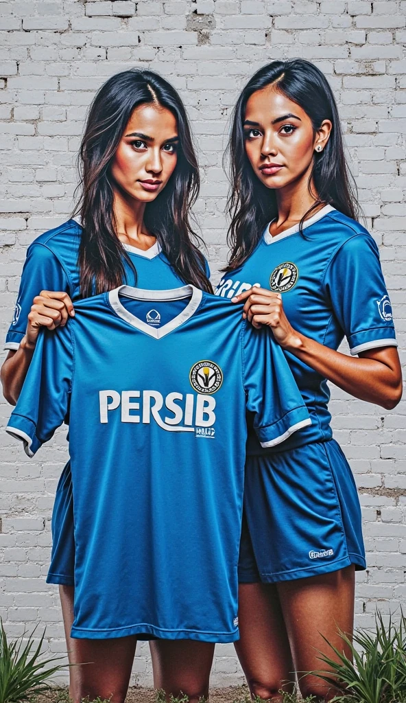 A white girl with blue hair ,in a football stadium, backwards ,with the Argentine t-shirt that says Luciana, next to a boy with tan skin, pelo negro backwards con la camiseta de Argentina que diga branko