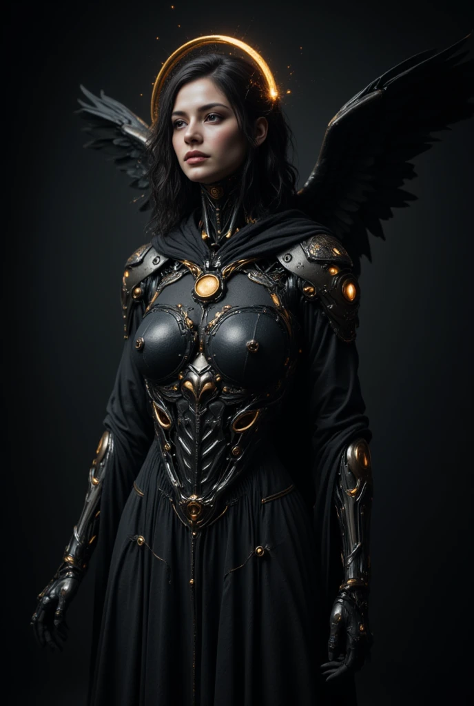 Woman,(wings),((black oil insectoid skin)), ((thin bat style skin with veins for wings)),((very detailed wings and eyes) ,((killer insect)),((hyperdetailed organic metal infused wings)), (broken parts),(open wires in skin) ,((hyperdetailed elaborate circuits)), ((pearl compound eyes)), ((epic space scenery)), ((evil and grotesquely built body and wings)),dripping black fluids. (scary metal teeth) metal insect hairs, dynamic angle shot, very artistic