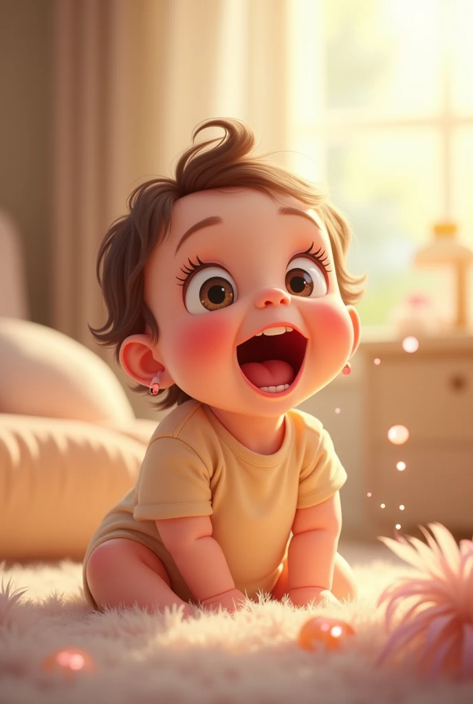 A very young girl get tickled

