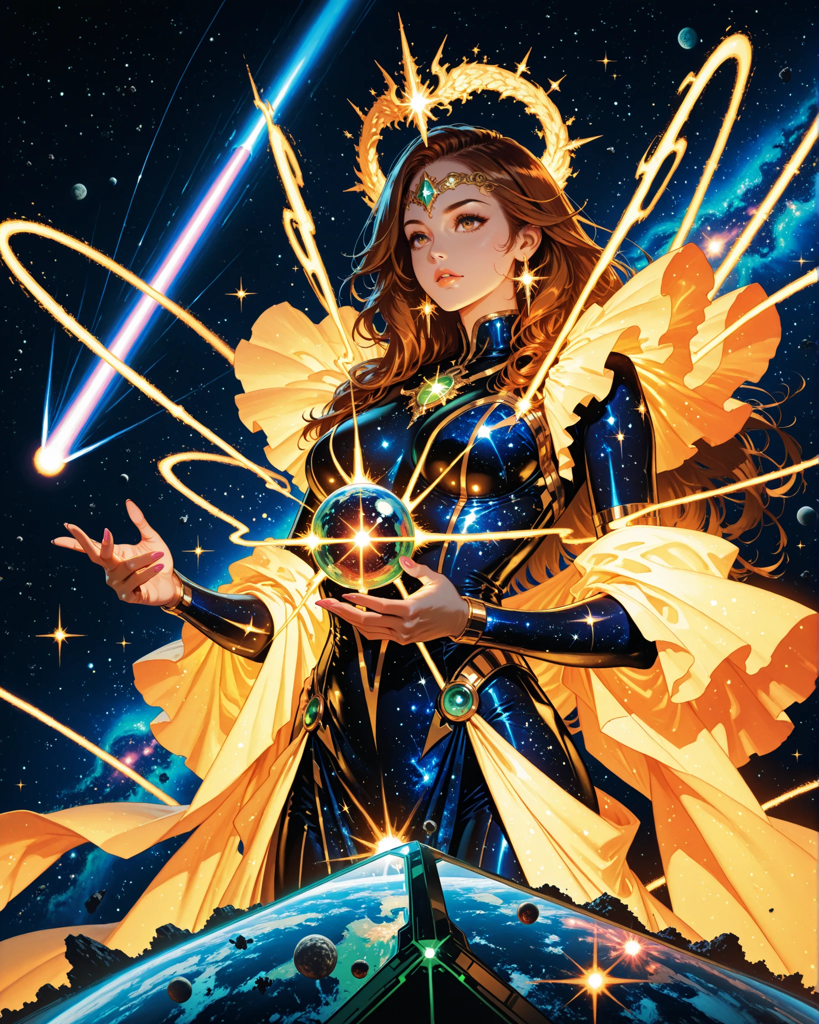 (album cover) crystals, lasers, space, goddess,