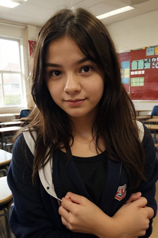 mesa、de primera calidad、high resolution、Eleonora Pavinato, , photo of younger face in sweater room, big bust and beautiful girl black hair hair in bun beautiful, pechos firmes、en biblioteca、estudiando、belleza de pechos grandes