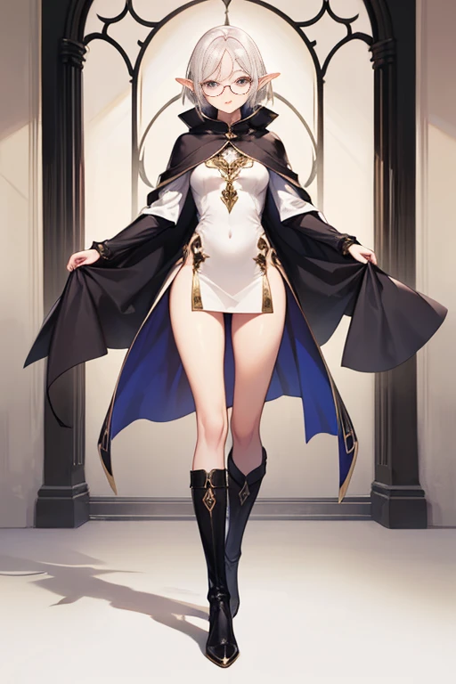 (masterpiece, best quality, ultra-detailed, 8k wallpaper), 1 girl, curvaceous but slender body,(2b),(border),(looking at viewer),(grin),happy,smile,full body, dynamic pose,simple background