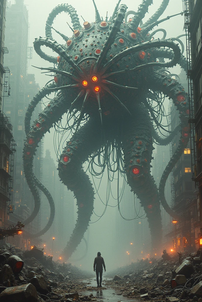 best quality, masterpiece, highres, detailed, perfect anatomy, <lora:add_detail:1>, FSM, Flying spaghetti monster, city, skyscrapers, helicopter, tiny crown below, eyeball, true terror, horror, tentacles holding humans, explosions in background, <lora:FlyingSpaghettiMonster:0.85> <lora:wowifierV3:1> highly detailed, soft bokeh, art by mooncryptowow and popular science