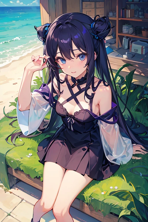 2D Girl、((Summer Light))、Steppe on a summer day、((From above))、The Sun Directly Above、Big Breasts、big round glasses、Chubby,Big thighs、Two Girls、Embrace each other、ディープkiss、kiss、Lesbian、blush、hibiscus