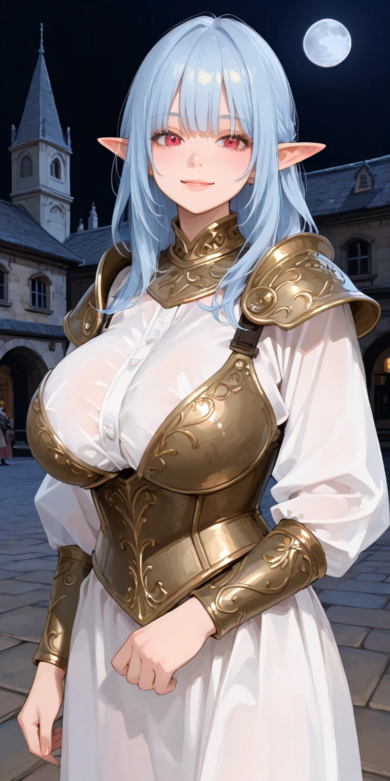 {{masterpiece}}, {{best quality}}, {an extremely delicate and beautiful}, female, beautiful detailed eyes, delicate face, 1girl, claudialevantinekuroinu, large breastht armor, bursting breasts, {{{geasts}}}, large swxy, metal bikini, milf, mre, serious, voluptu breas, vibrant