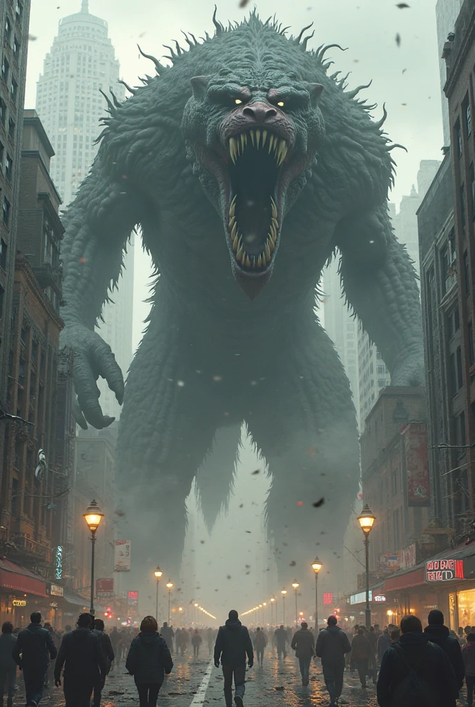 Giant monster attacking the city