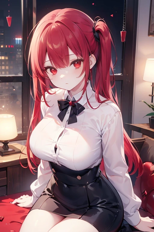 Rias Grimory, red lips, black skirt, closed eyes, orgasm eyes