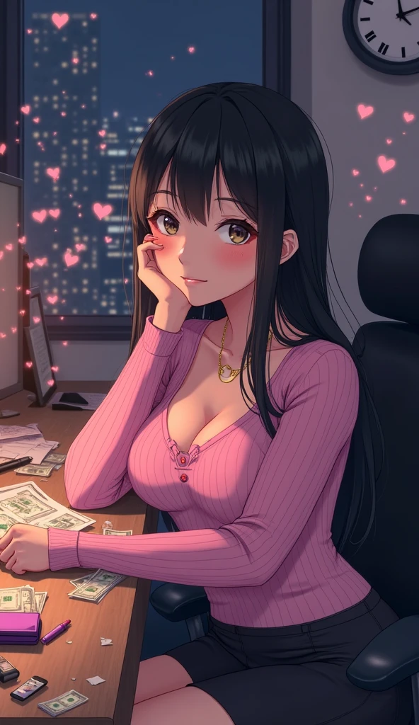 Anime girl doing a money spread