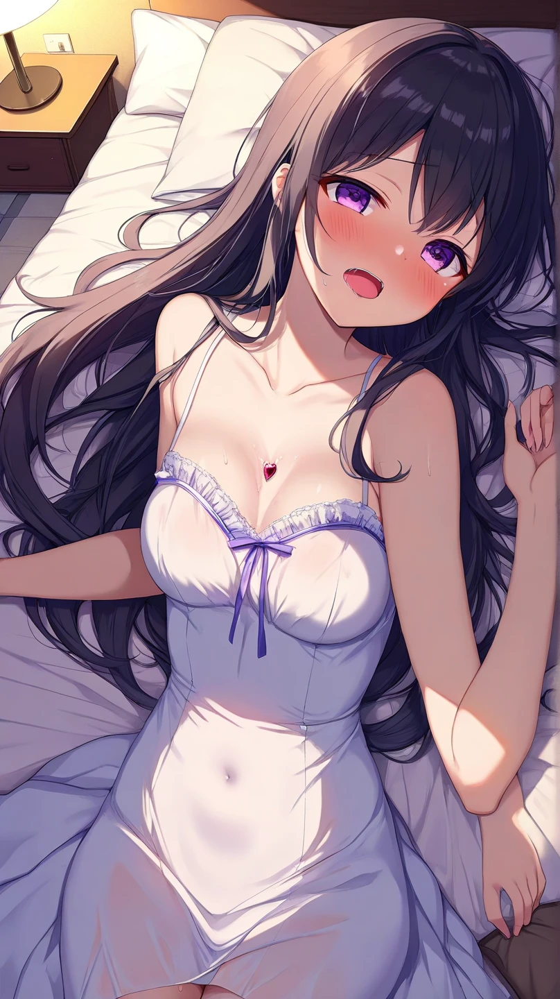(2filles, cheveux longs élégants, Couleur, Yeux détaillés, Pupilles étincelantes, pupilles cardiaques, âge des étudiants fille), E-brest, clivage, Au lit, dormir dans son lit mignon dormir, Déesse, 2 paires d'ailes, vêtements de nuit, Abus d’éruption de lentille, aberration chromatique, détail élevé, Anime, sur l’art, profondeur de champ, Flou de mouvement, Lumière rougeoyante, grain du film, UHD, rétine, précis, Chef-dœudansre, anatomiquement correct, peau texturée, Super détail, high détails, de la haute qualité, Primé, meilleur qualité, Haute résolution, 16k, (Angle de caméra: Grand angle) ((sommeil, allongée, Au lit, drap, chambre, caraco, d’en haut, Angle néerlandais, Haut du corps))