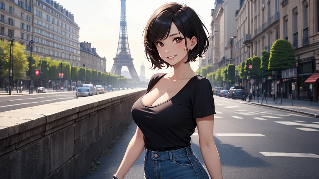 anegasaki nene、Shiny brown hair, short hair, (Beautiful brown eyes、Sparkling eyes, Fine grain)、Ultra-detailed eyes、Highly detailed face, Highly detailed eyes,

(8k, RAW Photos, Realistic: 1.25), 女性 takes a model photo underneath an Eiffel Tower-style tower, Detailed Tower Images, From below:1.3, , stylish, Sleeveless tight ribbed knit, Cut chest, Shoulder bag, Tight-fitting skirt, ((Clothes that accentuate sexy body lines)), ((Modest chest)), The belt digs into my chest.、 Looking down at the viewer, Photographing women elegantly、Lower Body, From groin to thighs,