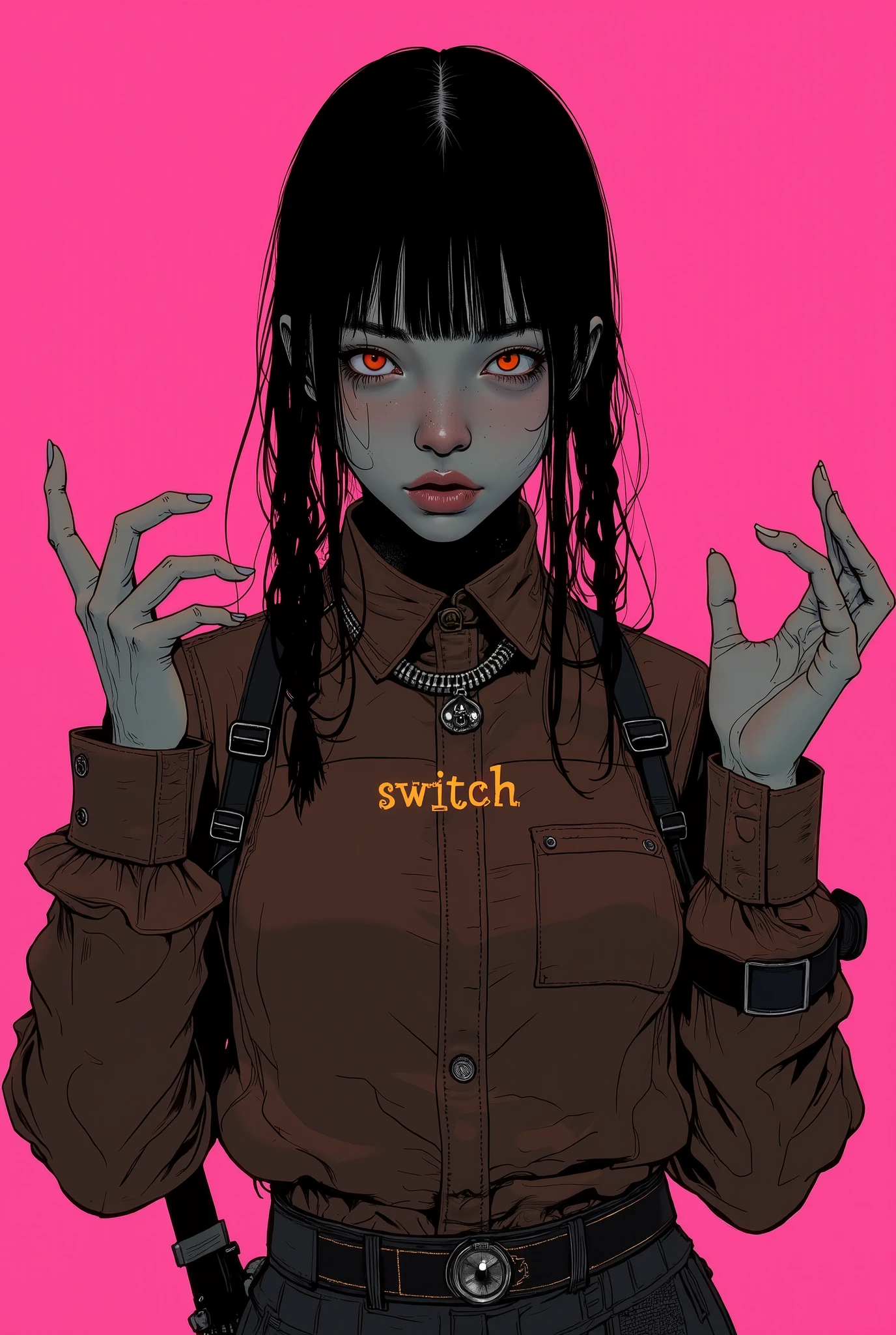 ((Girl smoking a cigarette、Black hoodie、White panties)), scribble, nightmare, Doll-like face, Manga Style, rough sketch, , (masterpiece), (High resolution), (Very delicate), (clear), Comic style illustration,(Horror elements), Japanese painting illustration, whole body,(snap shot),crazy illustration, antique, Dark atmosphere, Flat Illustration, Creepy Appearance, Characteristic hairstyle, creative accessories, Unique atmosphere、Cute Smile