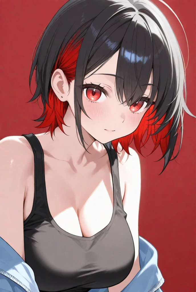 score_9, score_8_up, score_7_up, score_6_up, score_5_up, score_4_up,(Black Hair),(Orange inner color),short hair,(Red eyes),Gentle expression,(((Hair on one eye))),very ???????????,????? ???????,