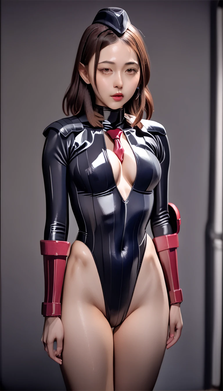(((two girls:1.5))),masterpiece, best quality, black eyes, brown hair, hat, yellow necktie, red gloves, navy ribbed bodysuit, large breasts, emotionless, looking at viewer, ((Wide-angle lens)),(japanese girls),epic realistic,8K,masterpiece, highest quality, Very detailed,(Teenager:1.5), ( glossy skin,:1.2),(Surrealism),8K,masterpiece, Highest quality, Very detailed,(real pantyhose:1.2),slender body,Bodyline,(wearing riding boots),(white Background:1.2),
Super tight costume,bangs、
(Highest quality:1.3),
RAW Photos,,
High resolution,
Perfect detail,
Professional photography,
Professional Lighting,
Powerful lighting for costumes,attractive whole body image、Cinema Lighting、Ray Tracing、Wear a tight-fitting bodysuit、Simple Background、15 year old girls、Spandex Bodysuit、whole body、Spandex Costume,Clothes with a shiny texture,