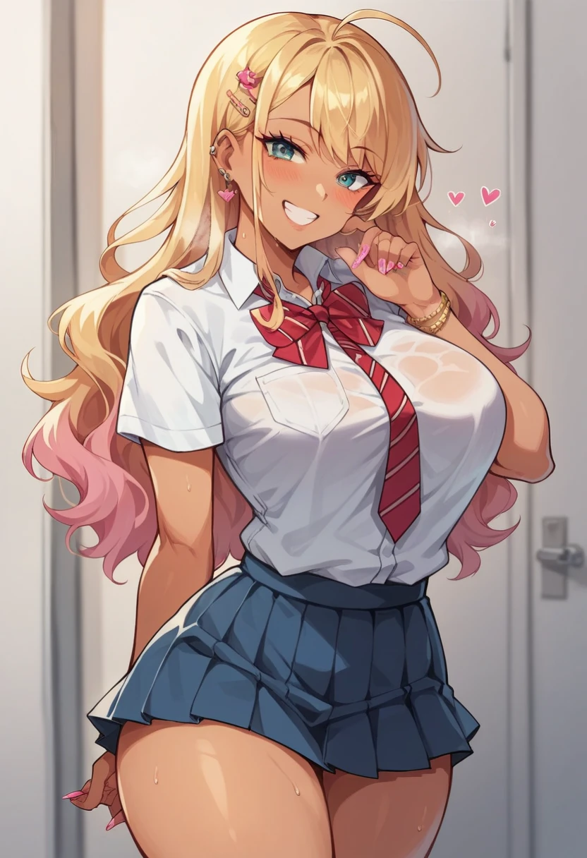 anime girl with big breast sitting on a bed in a room, seductive anime girl, anime best girl, beautiful anime high school girl, real high school girl, a surreal , surreal , attractive anime girl, beautiful anime girl squatting, blonde anime girl with long hair, naughty anime style, anime girl, anime girls, beautiful charming anime teen