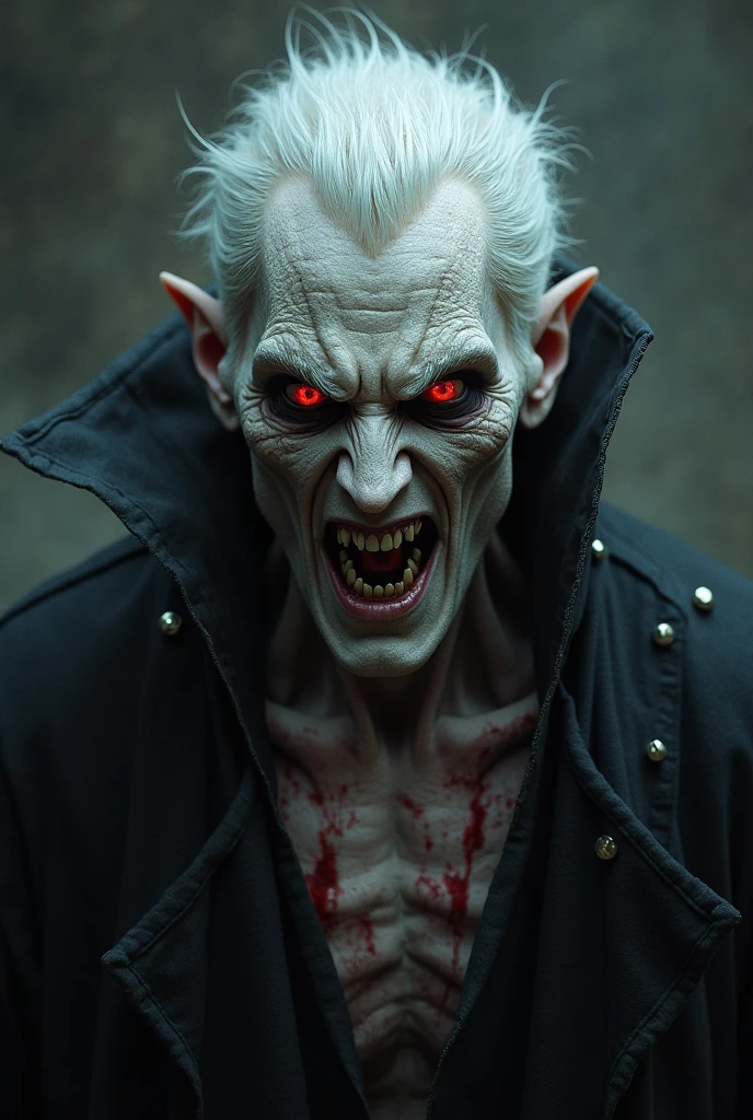 scary vampire monster old man, high quality raw photo, excellent composition, (cinematic lighting, cinematic colors, masterpiece, high detailed, best quality, photorealistic, ultra realistic, 8k hdr:1.2)