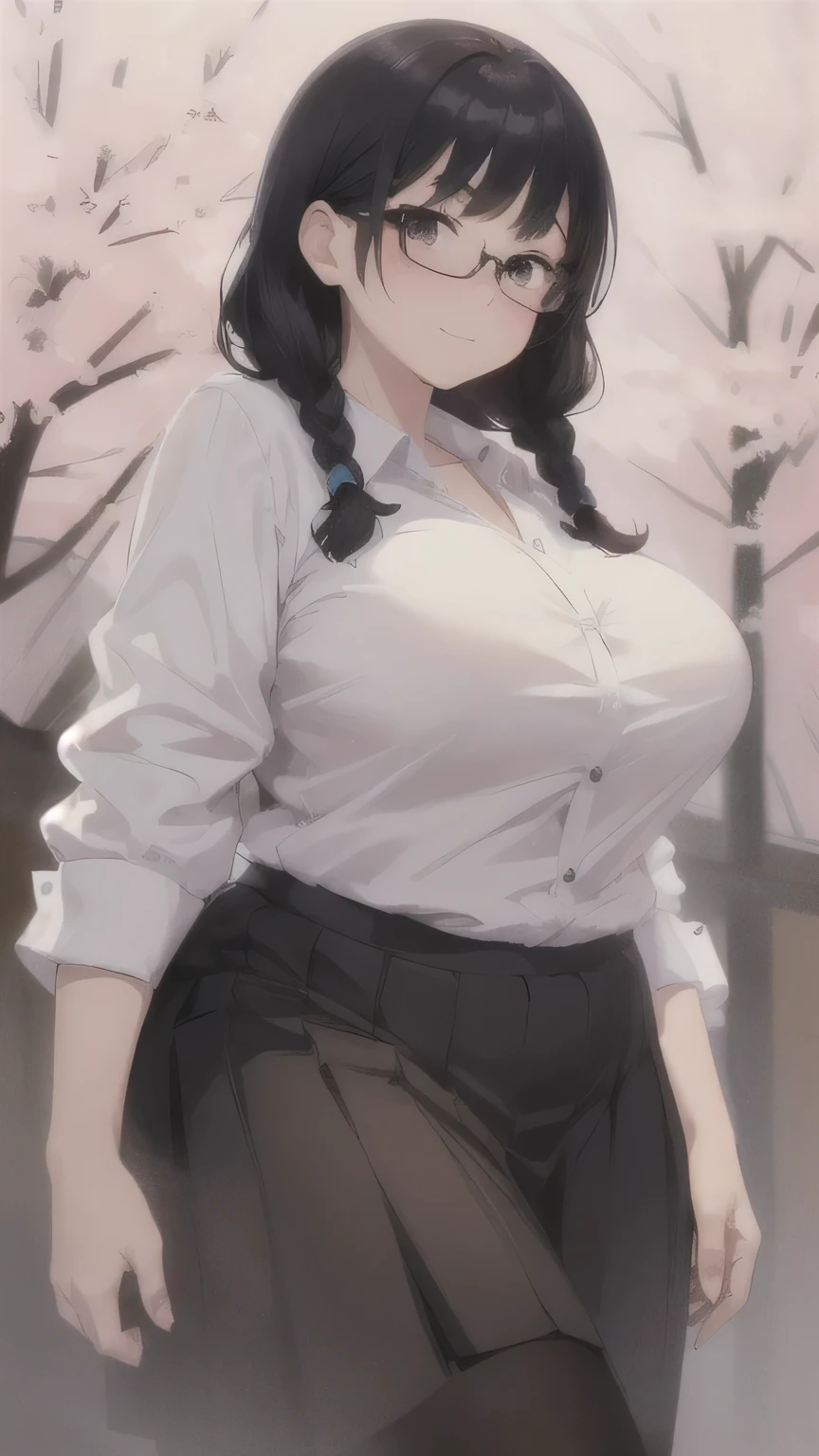 (((Large Breasts、Breast sagging、Low-cut,Cleavage ,Wide hips,)))((Long legs)),Hourglass figure))Short skirt,Pleated group,mini skirt