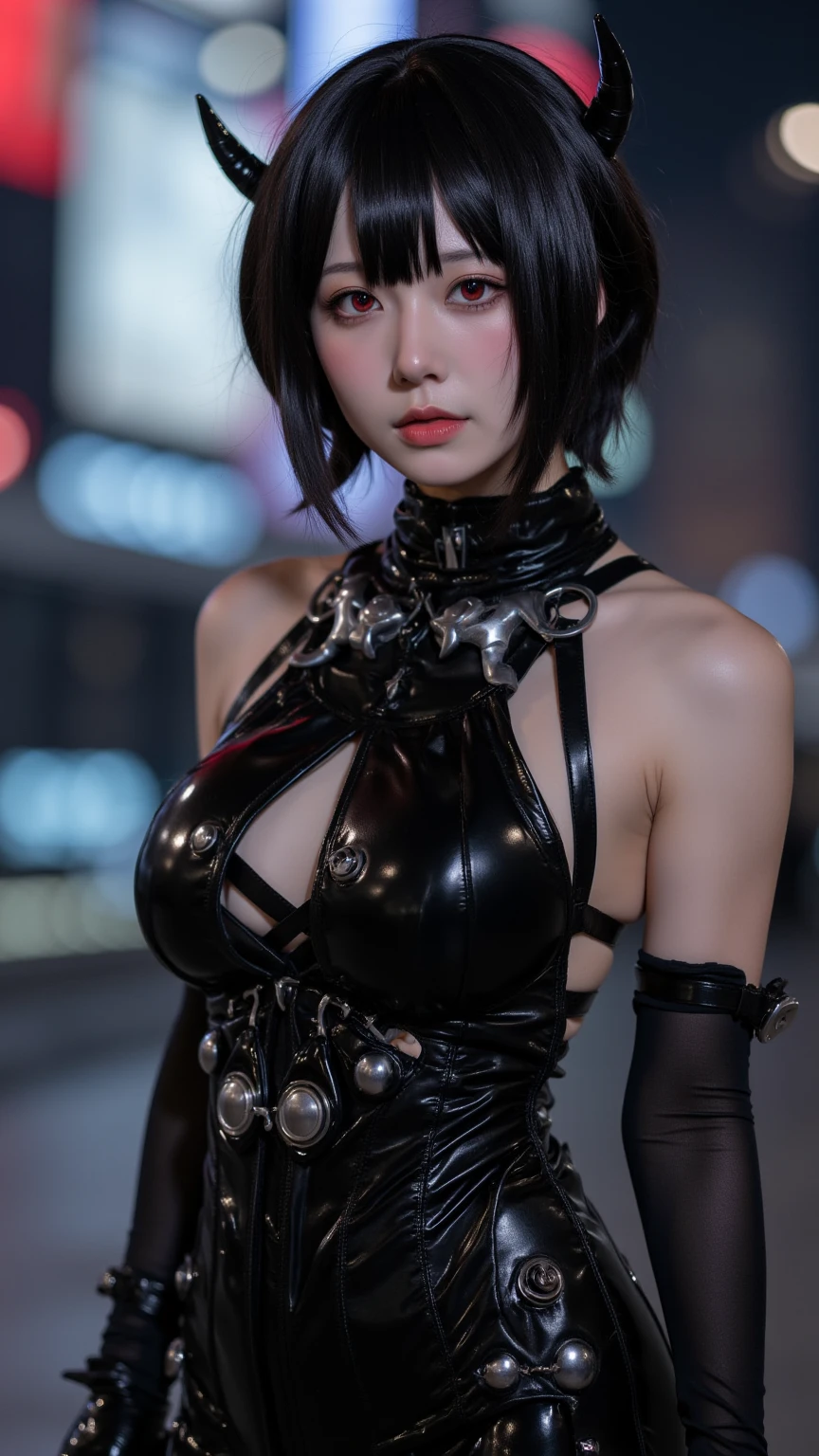 8k, Ultra-high resolution, highest quality, masterpiece, 三分割法によるphotograph,Surreal, photograph, 1 girl, (16 years old:1.3), pretty girl, Cute Face, Beautiful eyes in every detail, 細かくdetailedに,masterpiece,, One Girl:1.2, Japan Female Announcer,Cinematic Color Grading Film, dramatic scene, photograph撮影, kuru, artwork, Ultra Grande Angular, walking on the サイバーパンク cityscapes, photographウルトラフィナ, (Cyborg Arm:1.3), ( Leather lace-up corset and panties、garter belt,Shiny黒いシルクストッキング),((Bondage and Gothic Lolita)) ,Center of chest, Better Quality, Ultra-high resolution, Realistic, Volumetric Light, so beautiful, Half Body, Delicate face, Bright eyes, kuru photo, 1 girl, alone, 1 girl, (Herringbone top:1.3), (technology), technology do futuro, Future Scholars, Hologram Augmented Reality, (非常にdetailedな CG 8k ユニティの壁紙), 世界で最も美しいartworkの一つ, professional photograph撮影, Art Station Trends, CGsociety Trend, 複雑なdetailed, High detail, Sharp focus, dramatic, Realistic, , Shiny, (mais high quality:1.3), (Sharp focus:1.5), (Realistic:1.3), (非常にdetailedな肌), (detailedな顔), (非常にdetailedな肌:1.2), (Glowing Skin:1.2), Cyborg Arm, (非常にdetailedな肌 textures:1.15), (detailedな顔), (非常にdetailedな肌:1.2), (Glowing Skin:1.15), Shiny,, Cyberpunk Street, (night:1.2), fog, (rain:1.2), film grain, Shiny, Water reflection, Reel mechanism,Bold Pose,Looking at the audience、beauty,Long neck、Laugh a little、Please close your mouth and laugh、(((Ideal body type))),A-cup small breasts :2,、Portraiture:2、Perfect Anatomy、鮮明なdetailed、detailed、Surreal、Light and shadow,Strong light 