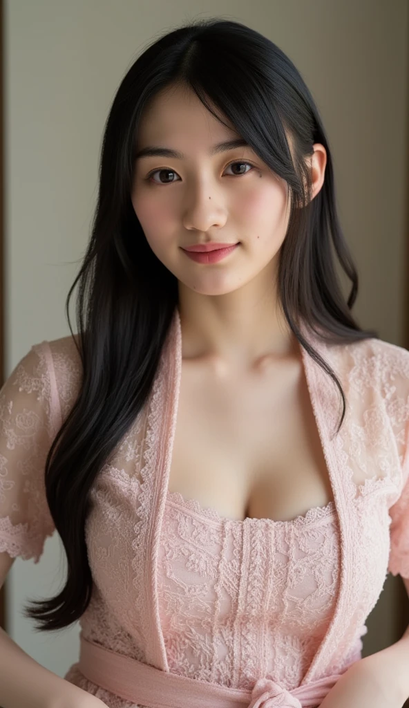 (top-quality,masterpiece:1.3,超A high resolution,),(ultra-detailliert,Caustics),(Photorealsitic:1.4,RAW shooting,)Ultra-realistic capture,A highly detailed,High resolution 16K human skin close-up。 Skin texture is natural、,The pores are、Must be detailed enough to be easy to identify。 Skin should look healthy with even tones。 Use natural light and color, (large boob:1.2), a close up of a woman in a lingerie posing for a picture, lingerie, young pretty gravure idol, japanese model, young sensual gravure idol, ikuta erika, young gravure idol, realistic young gravure idol, big breast, beautiful breast, normal fingers, cute seductive smile, young skinny gravure idol, sophisticated gravure idol, without showing hands, normal posture